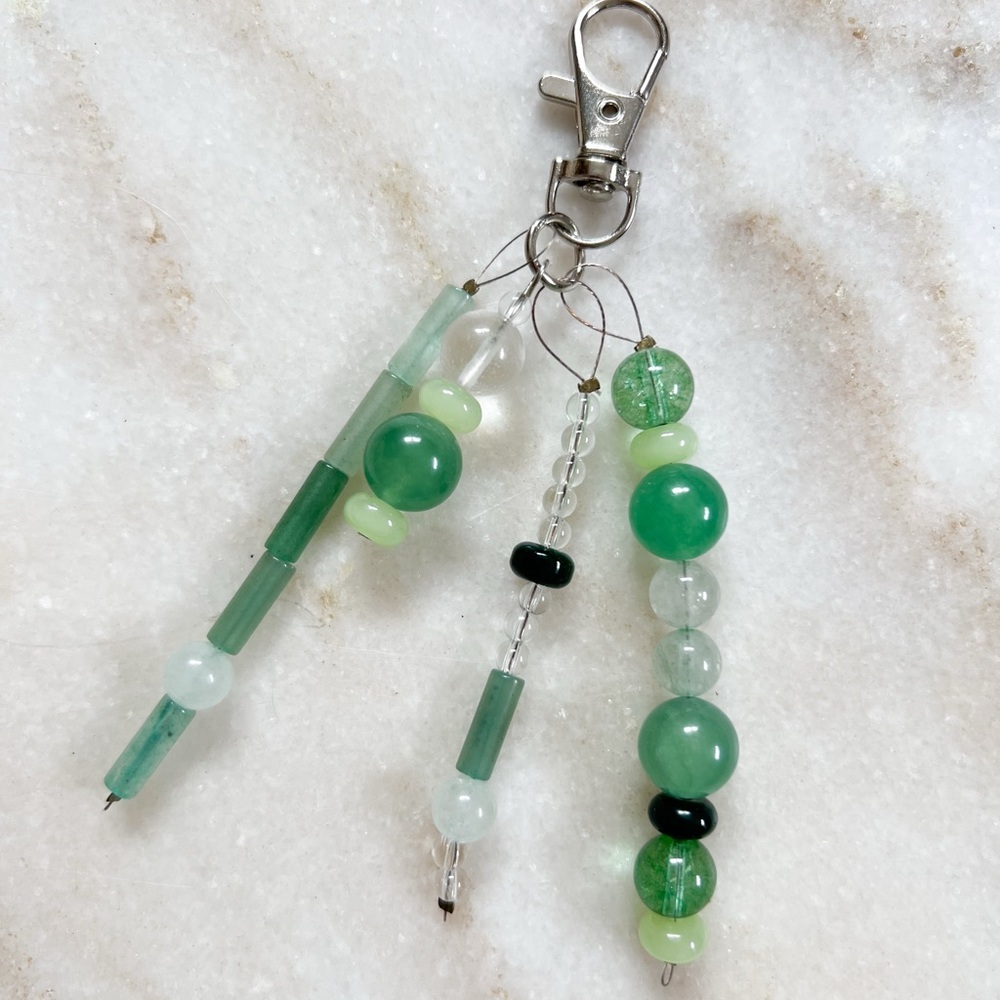 Green Beaded Keychain Accessory
